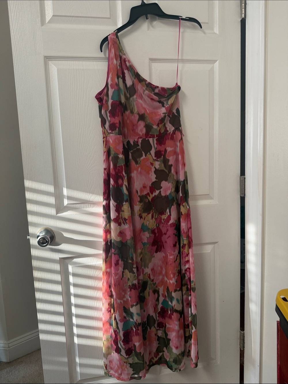 Nicole Miller Pink Floral One-Shoulder Maxi Skirt